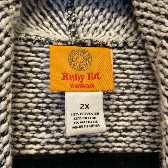 Ruby Rd Women's High Low Cardigan Size 2X Open Front Chunky Knit Herringbone - Picture 7 of 7
